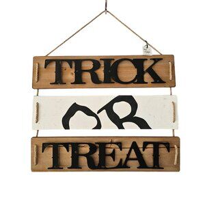 Pier 1 Imports Wood & Metal Halloween Hanging Wall or Door Sign | NWT | Blk Wht